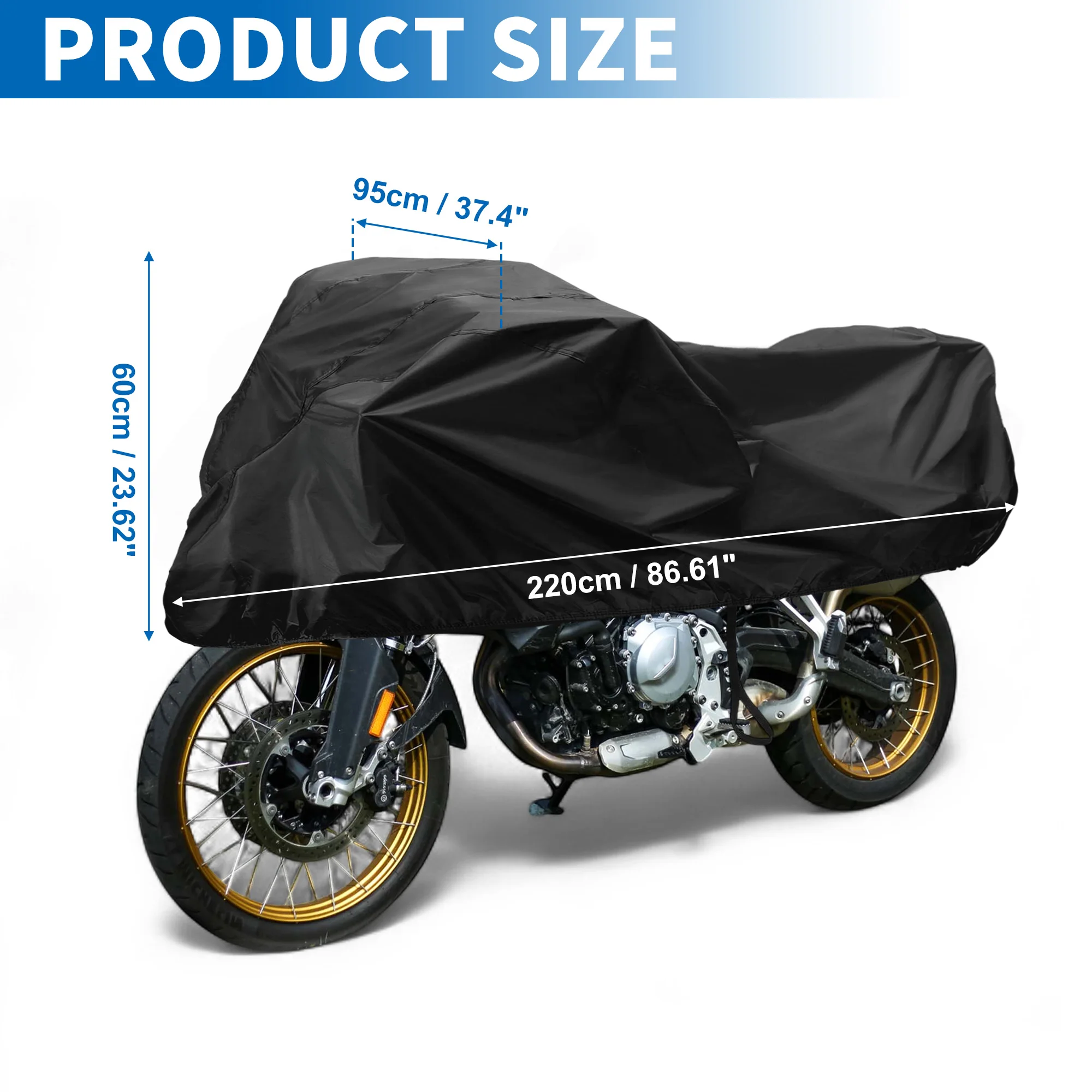 Funda para moto impermeable UXCELL 420D-PU negra y plateada - imagen 3