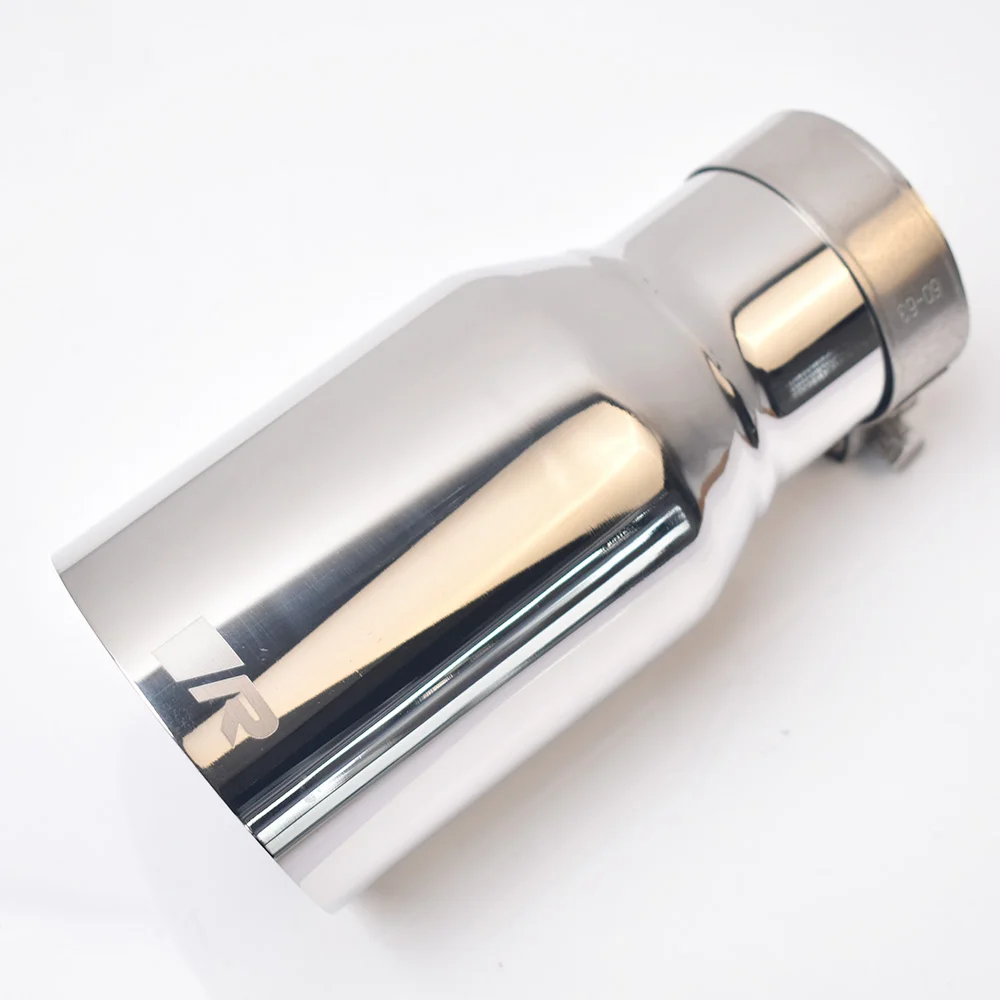 304 SUS Universal de acero inoxidable brida brillante R tubo de escape silenciador punta corte con ángulo accesorio de modificación de coche - imagen 3