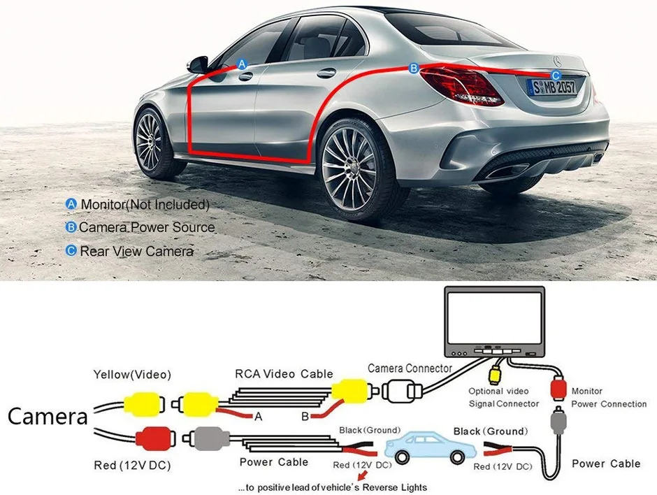 Cámara marcha atrás HD con asa para Mercedes-Benz Clase C W204 W212 - imagen 5