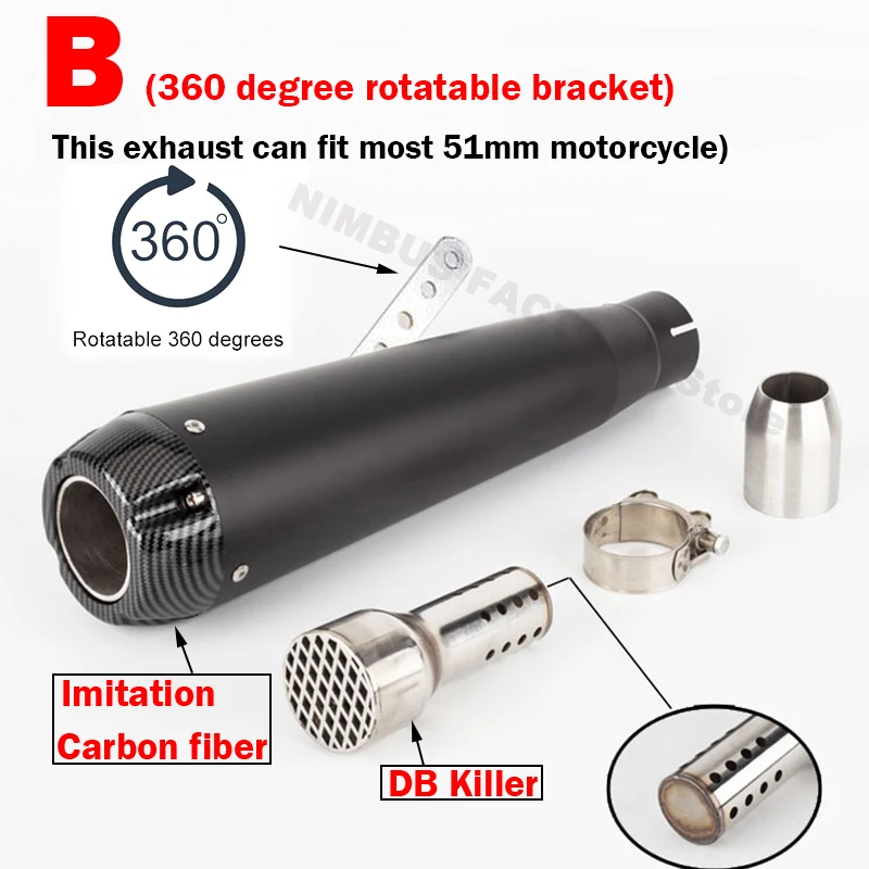 Silenciador universal retro para moto 51 mm con DB Killer - imagen 3