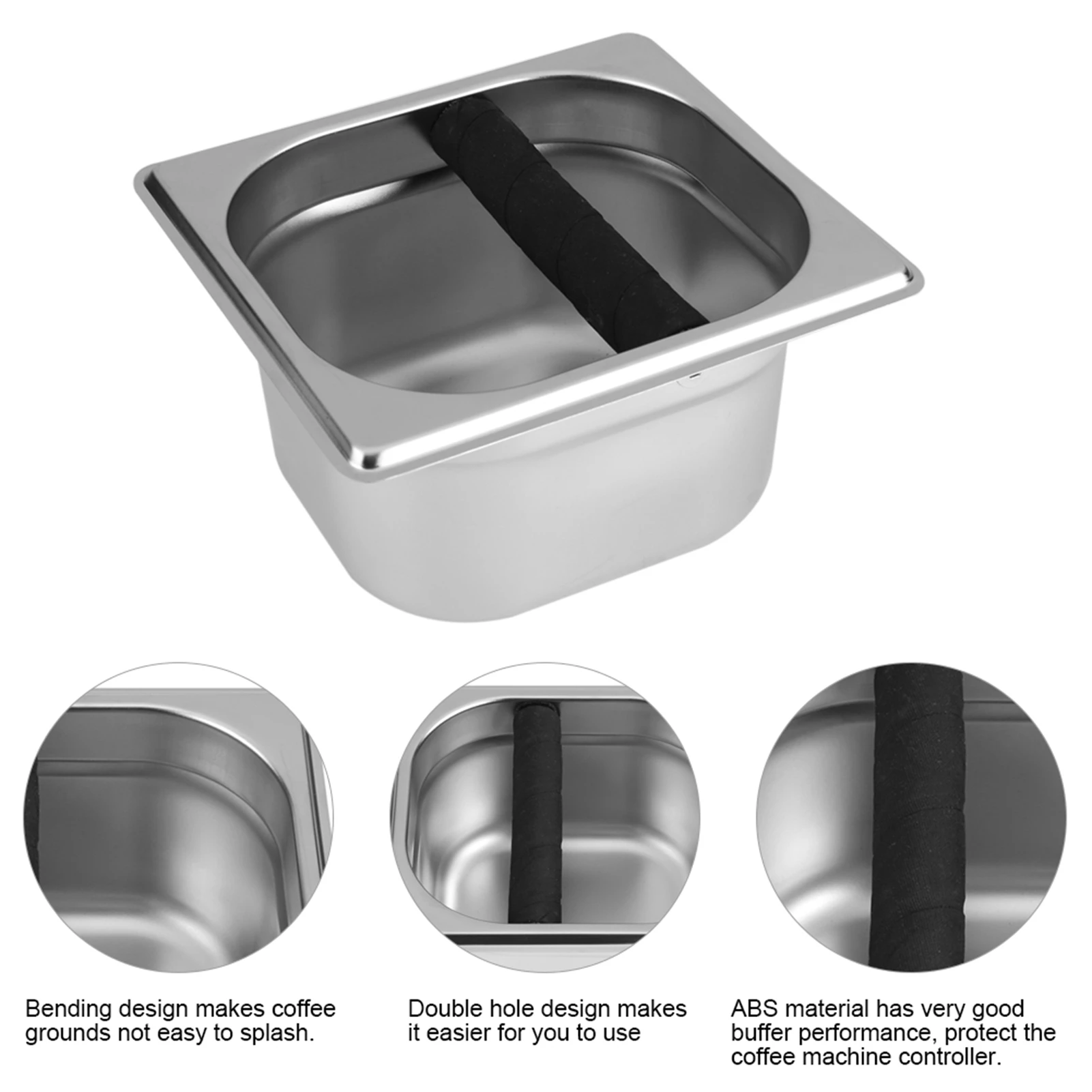 Cajón golpeador para café espresso de acero inoxidable con barra de goma - imagen 2