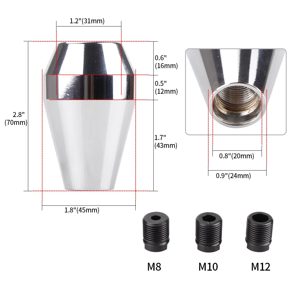Pomo de cambio universal de aluminio cromado para coche - imagen 2