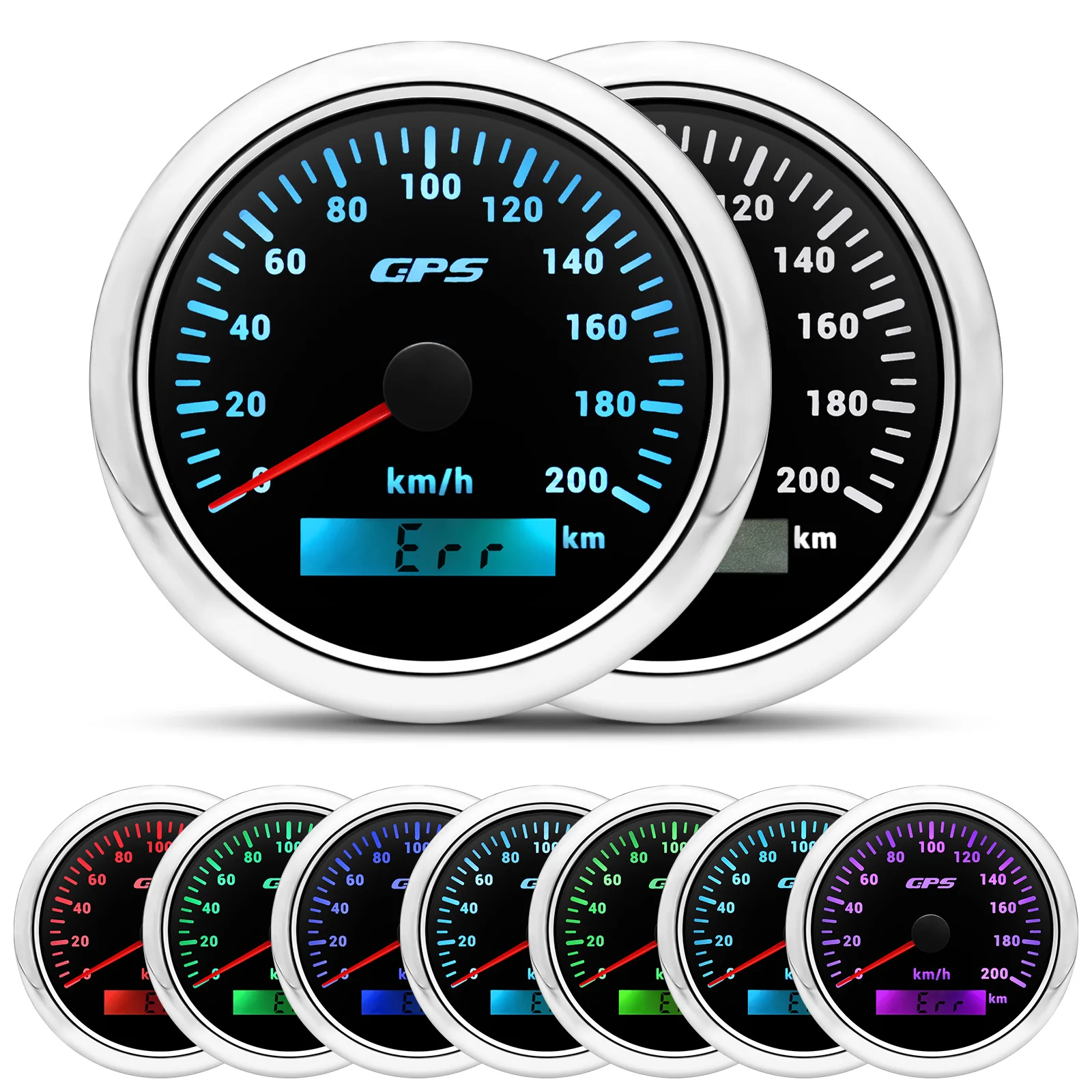 Velocímetro GPS de 85MM para motocicleta, barco marino, 30 ~ 200 Kmh, medidor de velocidad para coche y camión con antena GPS, retroiluminación de 7 colores - imagen 2