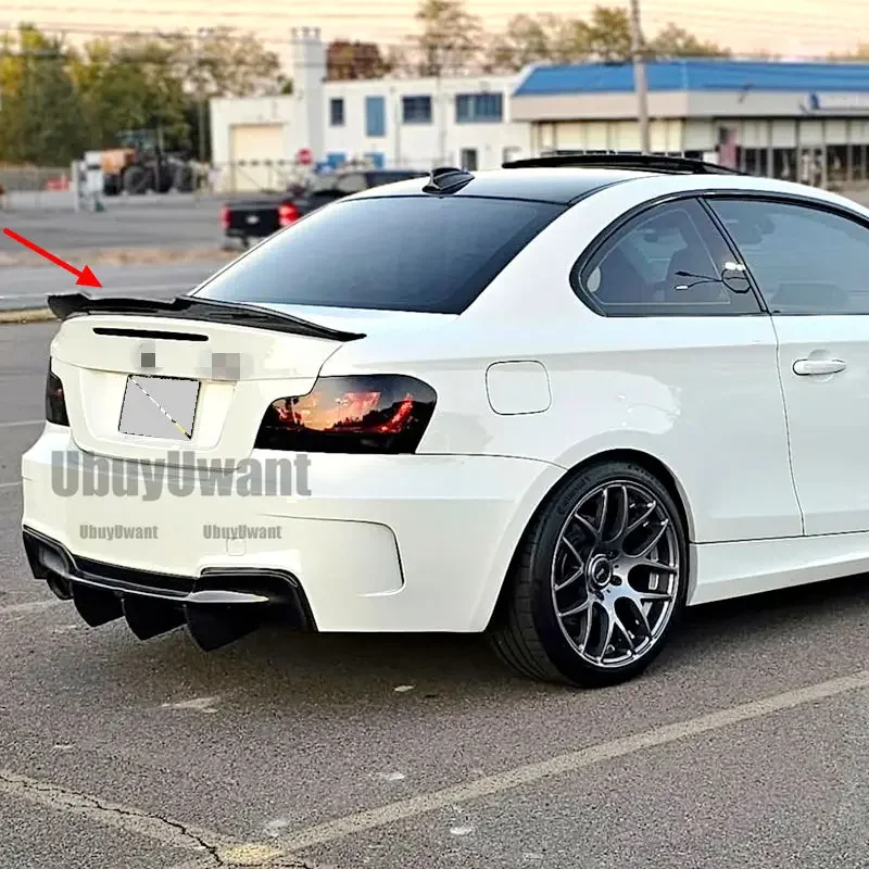 Para BMW Serie 1 E82 1M Coupe 2008-2012 ABS alerón trasero ala de coche con apariencia de carbono alerón de cubierta trasera negro brillante - imagen 3