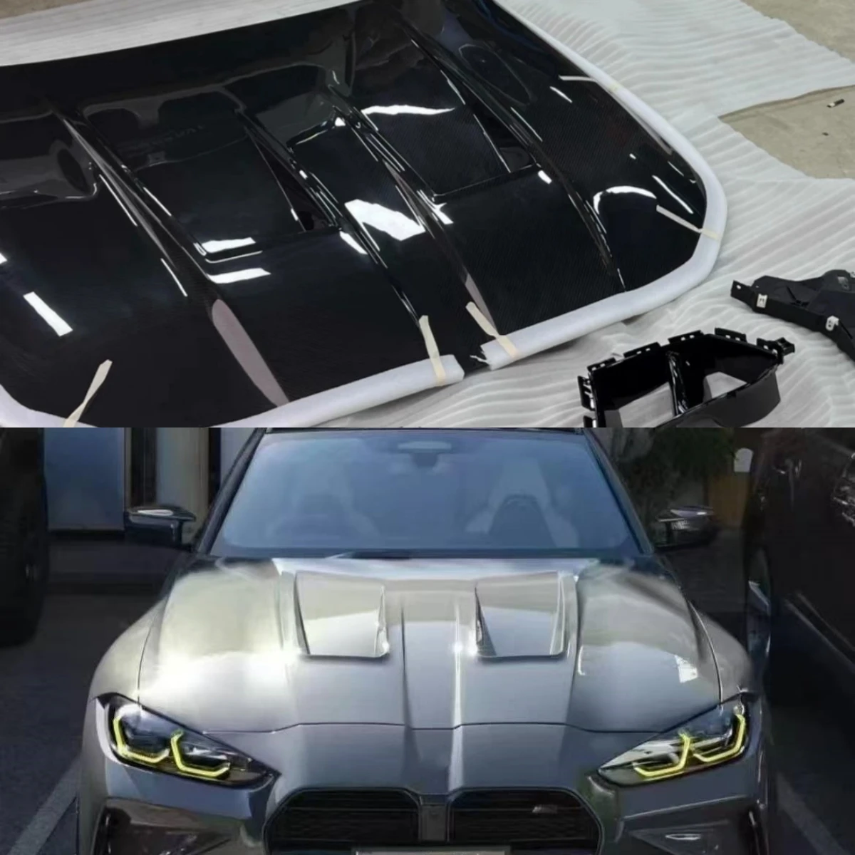 Capó ligero de fibra de carbono seca para BMW G80 G82 M3 M4