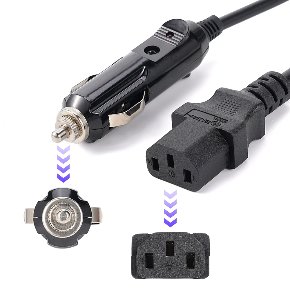 Cable de alimentación Universal, enchufe de 3 pines con encendedor de cigarrillos, enchufe macho para olla instantánea de coche, ollas a presión eléctricas, arroceras - imagen 4