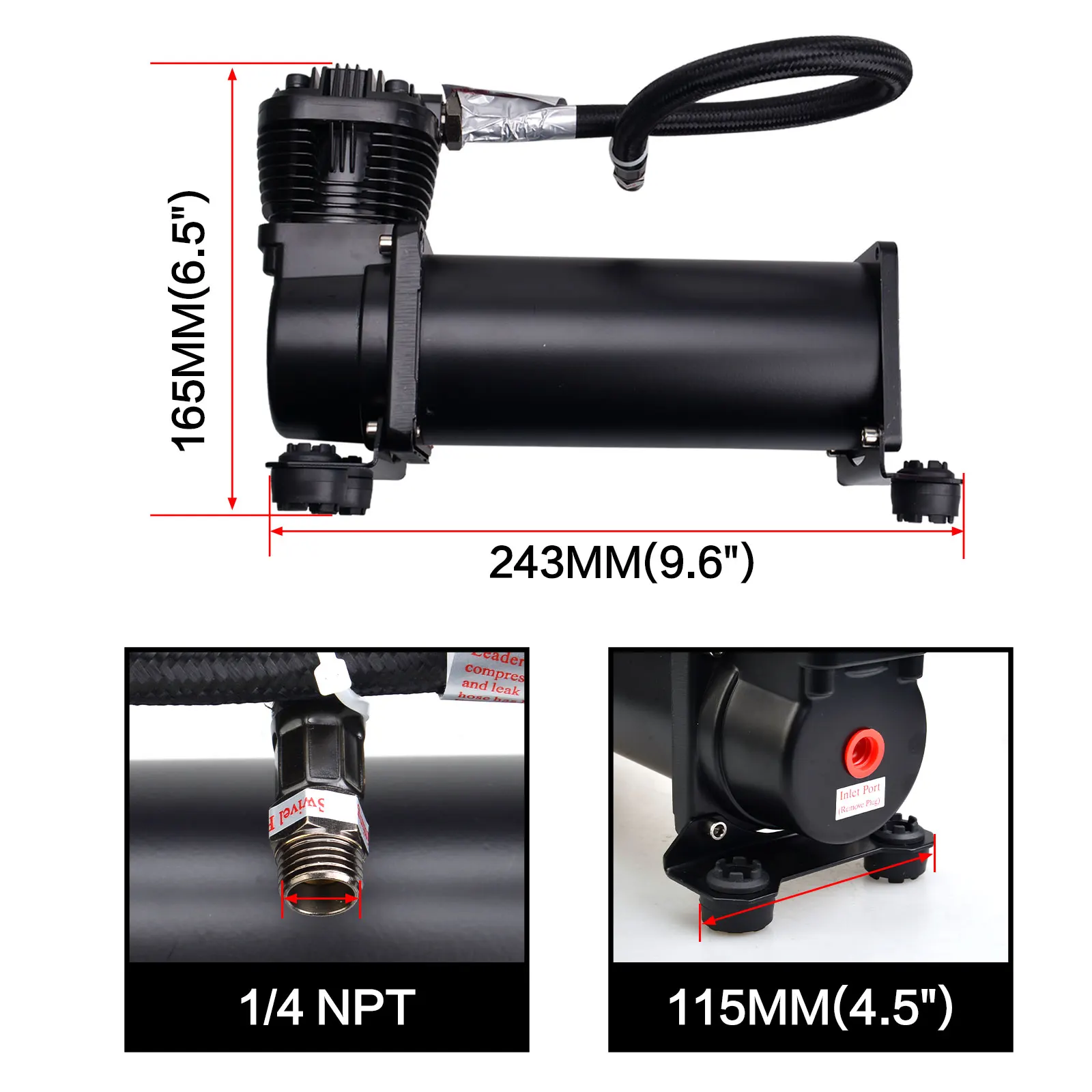 CARTEEAIR Compresor suspensión neumática 12V 300PSI SQ495 supersilencioso - imagen 4