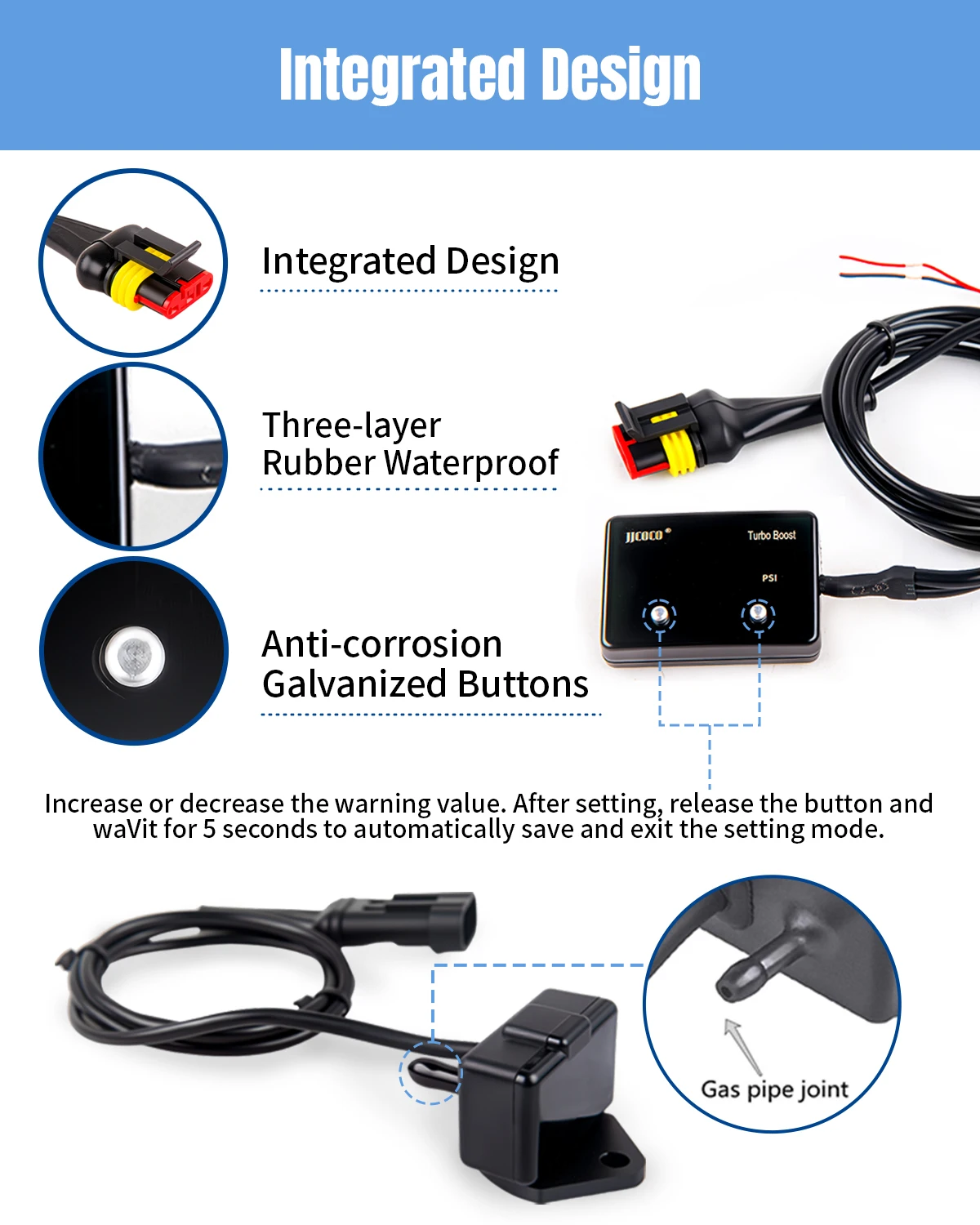 Medidor de vacío digital JJCOCO 12V para diagnóstico motor y turbo - imagen 4