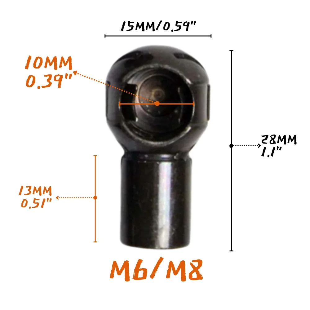 Terminal de rótula para amortiguador de gas con rosca hembra M6/M8 - imagen 2