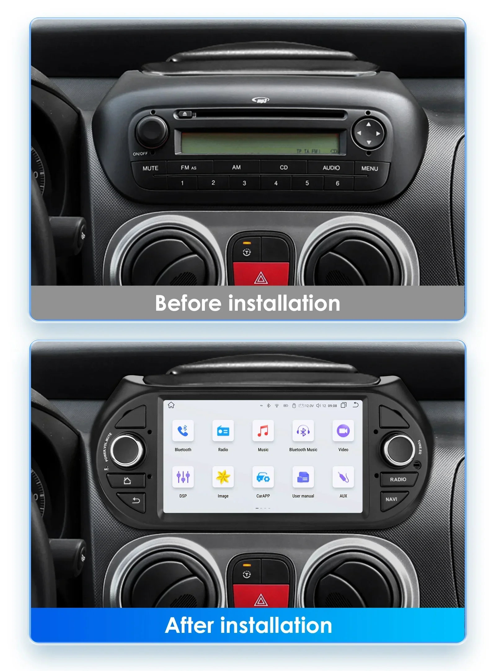 Hizpo Radio Android para Fiat Fiorino, Citroën Nemo y Peugeot Bipper - imagen 2