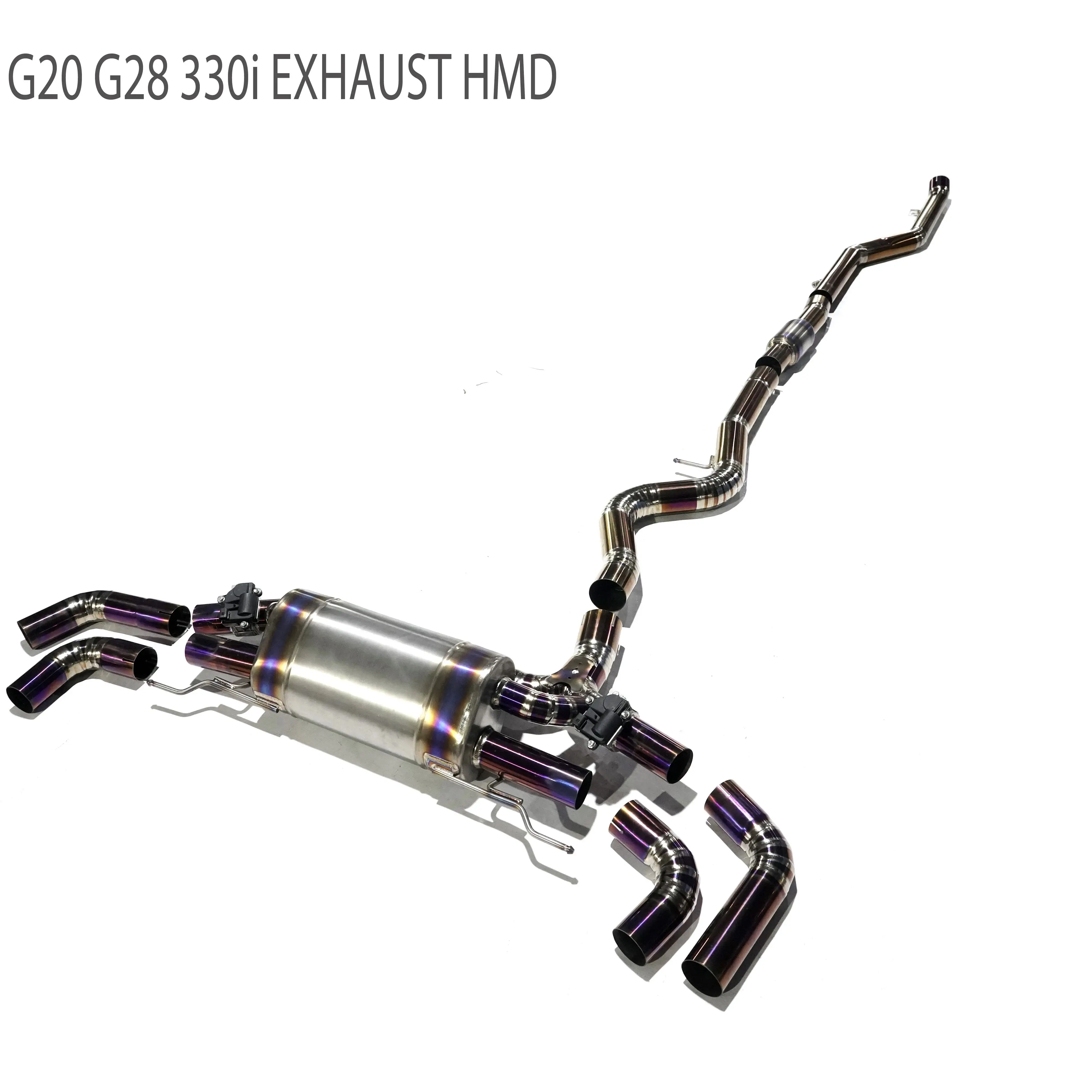 Escape catback titanio con válvula electrónica HMD – BMW 330i 330e G20 - imagen 4