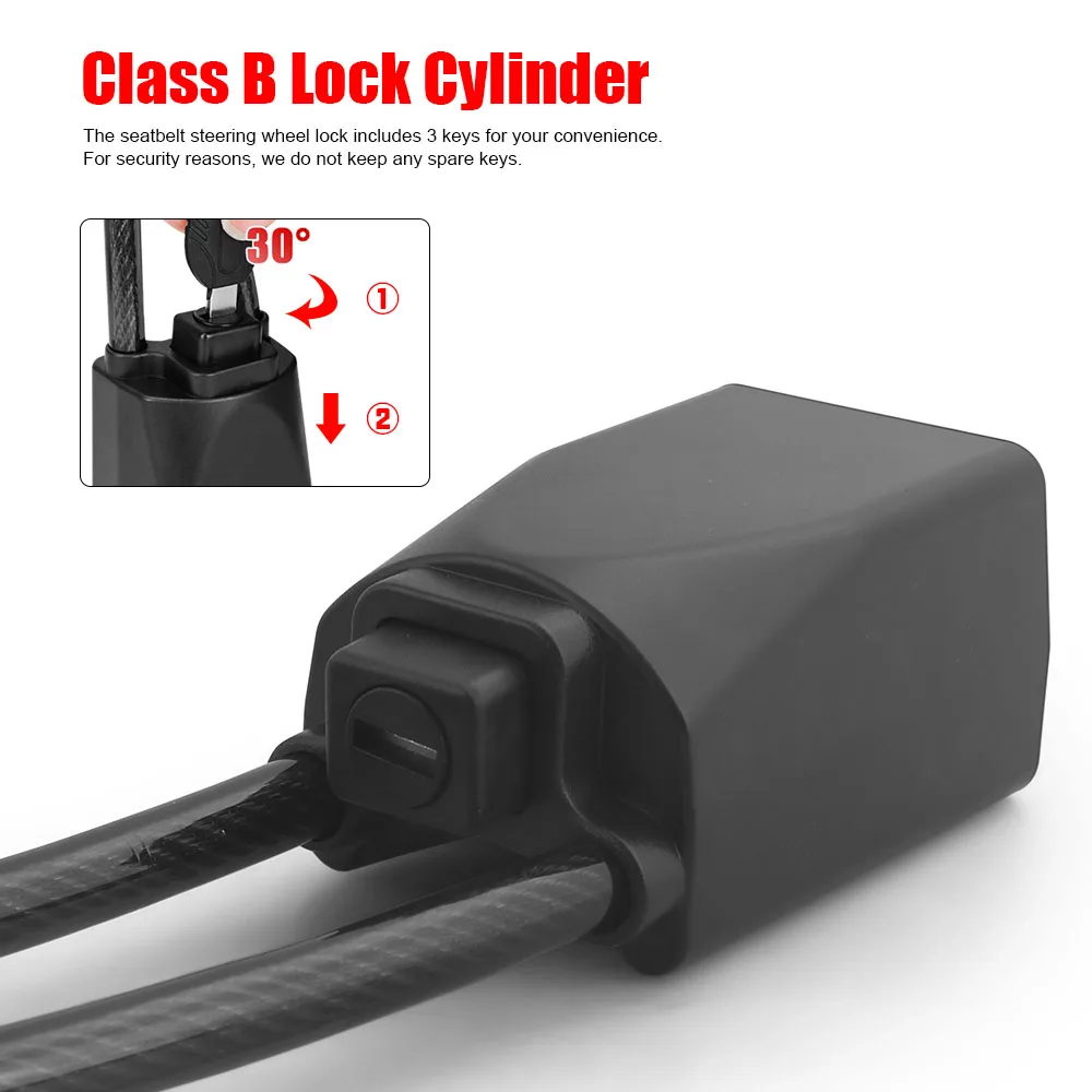 Antirrobo de volante universal con cable de acero para coche - imagen 3