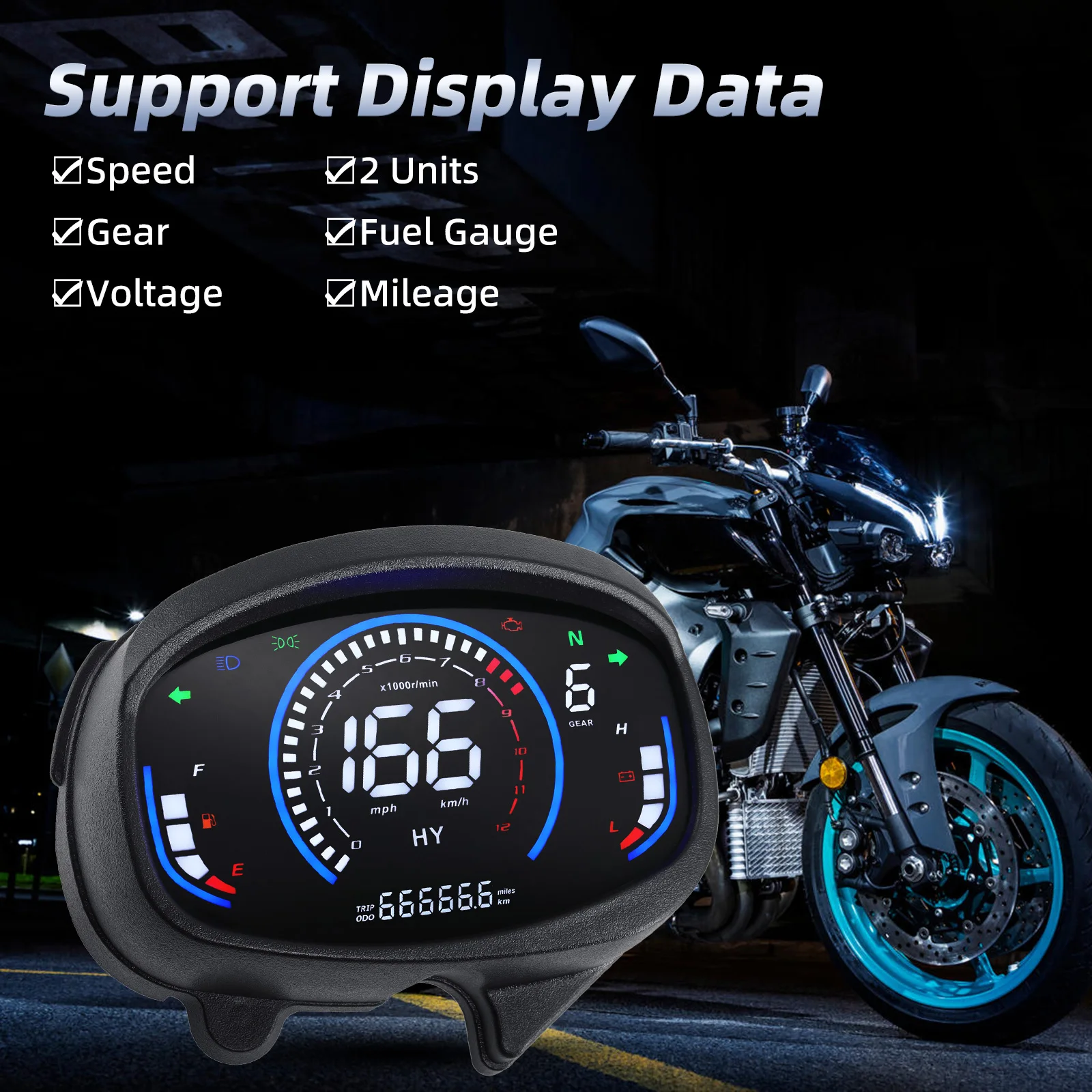 Instrumento LED Digital para motocicleta Honda XRM110RS, velocímetro RPM, nivel de combustible, voltios, velocidad de engranaje, kilometraje, indicador de tablero - imagen 3