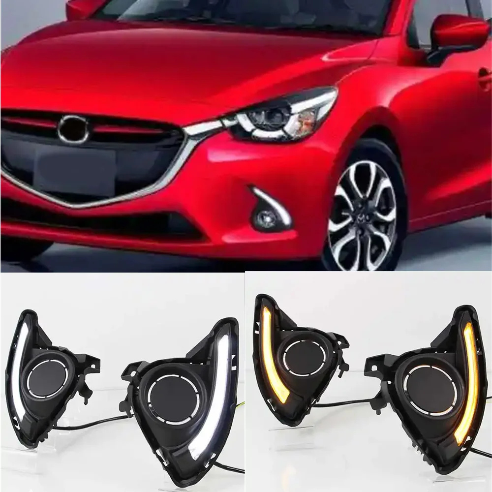 Luz de circulación diurna Led Drl para Mazda 2 Demio 2015 2016 2017 lámpara antiniebla 12V luz diurna