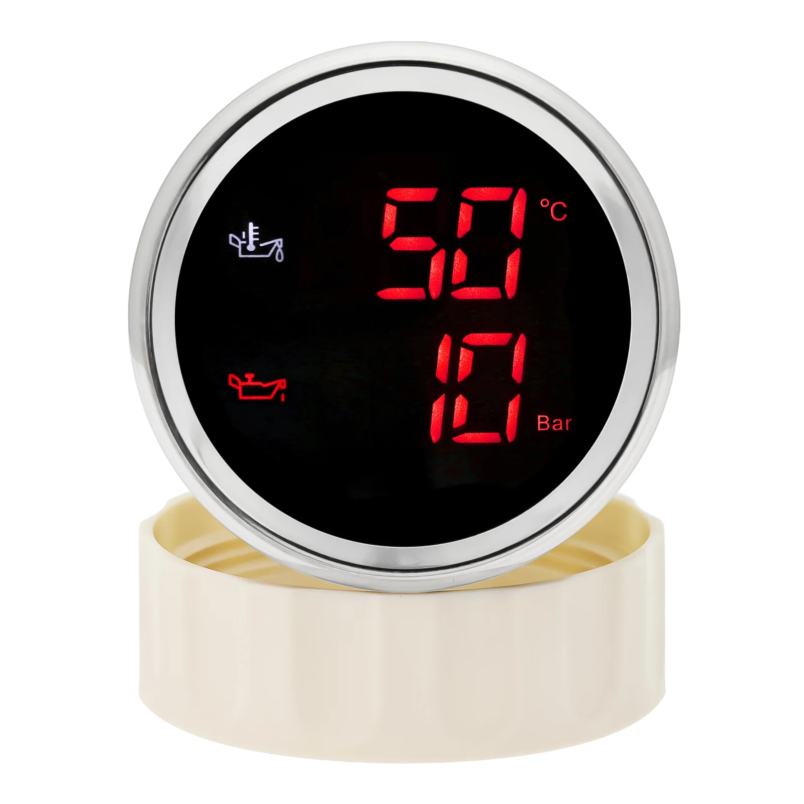 Medidor Digital de temperatura de aceite + presión de aceite 2 en 1 con Sensor de 0 ~ 10 Bar retroiluminación roja/verde medidor de coche de 52mm para coches barcos - imagen 4