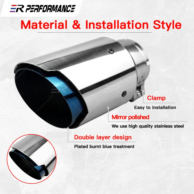 Punta de Escape Inoxidable 89mm Universal – Boquilla Silenciador Coche Modificado - imagen 5