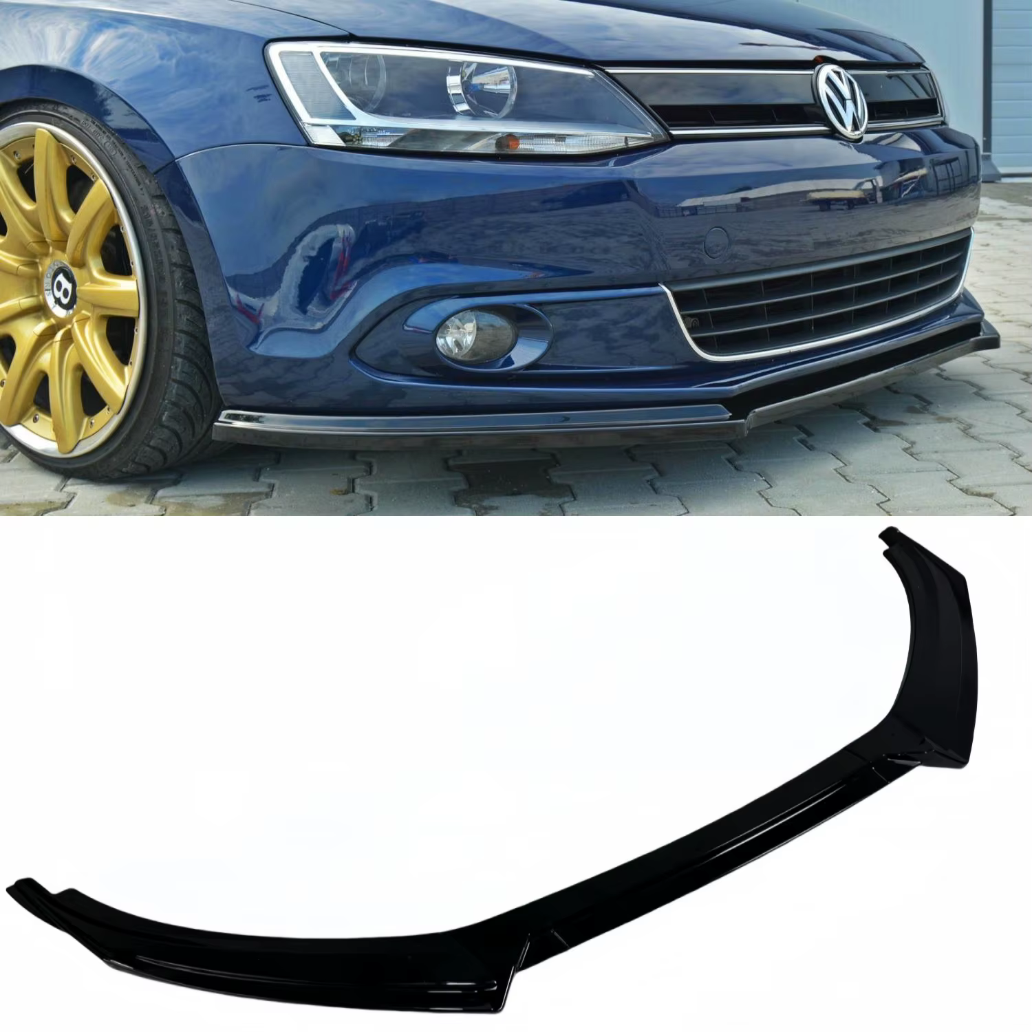 Divisor de labio delantero VW Jetta MK6 2011-2014 negro brillante