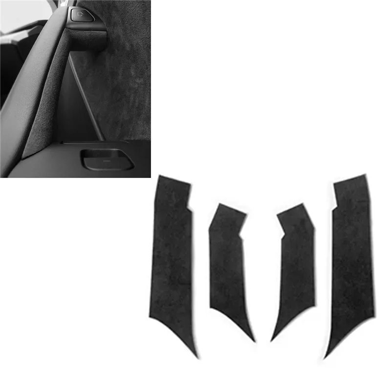 AEF3-Para Tesla Model 3 Y 2018-2023 manija de puerta interior pegatina cubierta protectora Interior gamuza italiana Interior de coche piezas negras Accesso - imagen 4