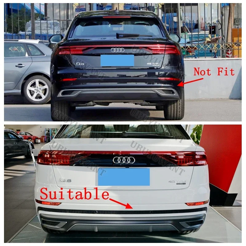 Vista trasera del difusor de fibra de carbono para Audi Q8 S-Line SQ8