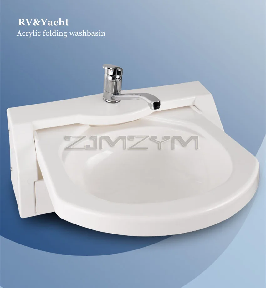 Vista del lavabo acrílico en configuración plegable