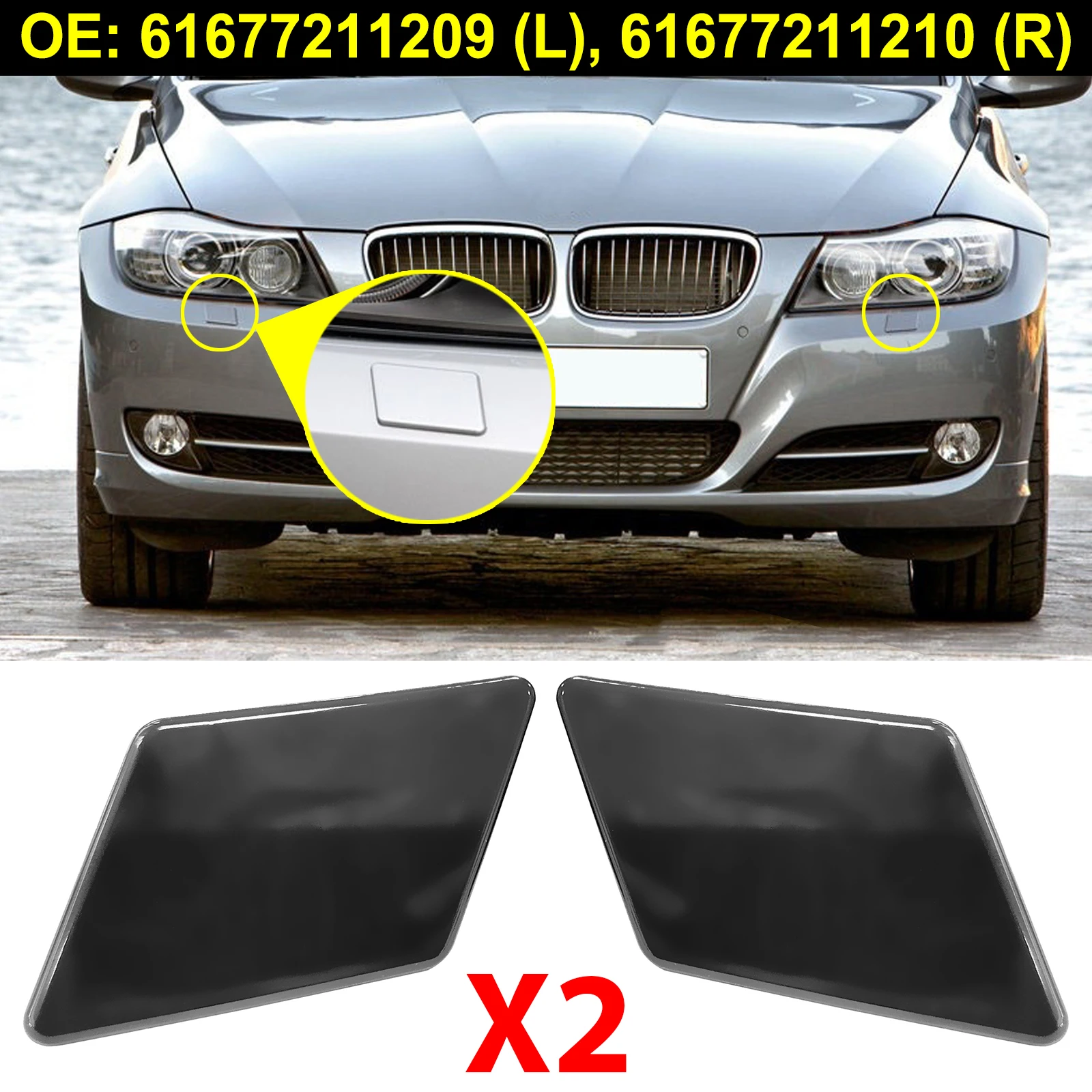 61677211209 Tapa boquilla limpiaparabrisas BMW E90 E91 sin pintar - imagen 4