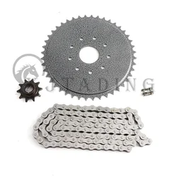 Kit cadena 415 de 110 eslabones con piñones para minibike 49-80 cc