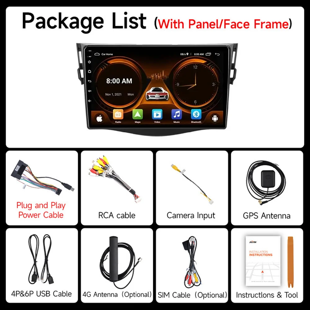JIUYIN Radio 2DIN Android 13 con GPS para Toyota RAV4 2005-2013 - imagen 5