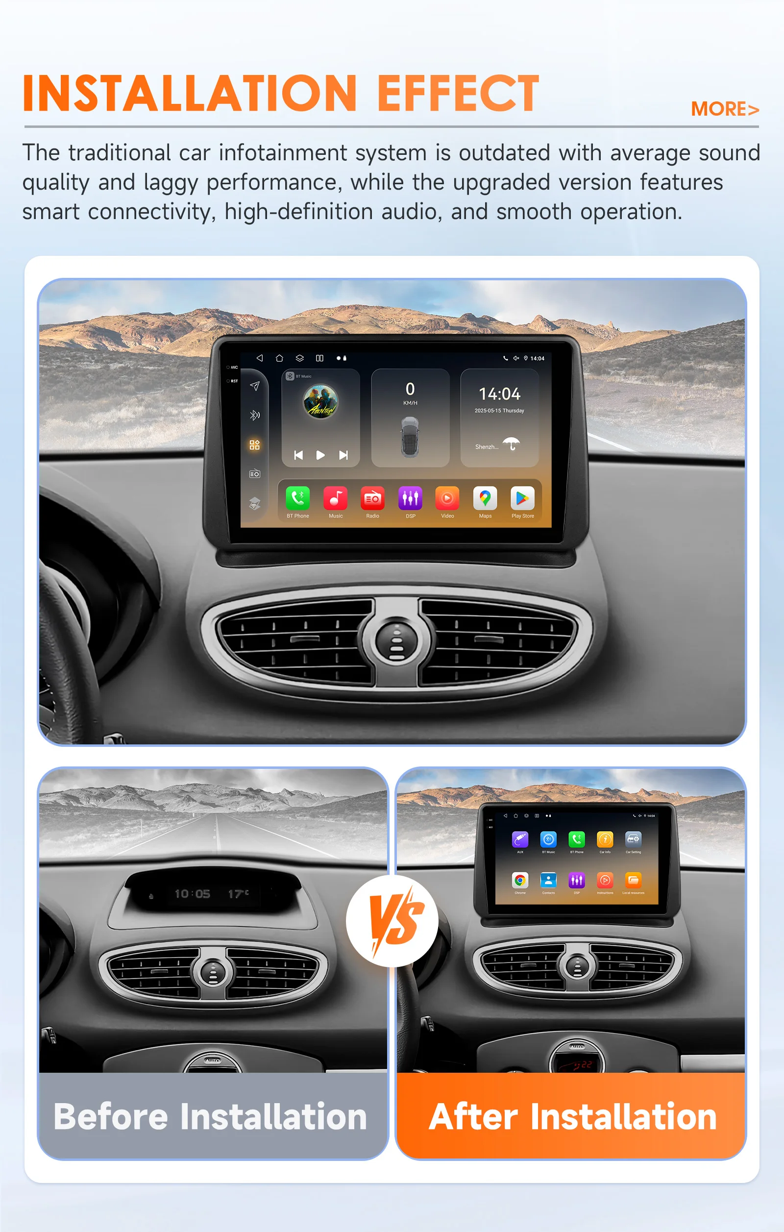 Radio multimedia Qualcomm Android 14 para Renault Clio 3 con CarPlay - imagen 2
