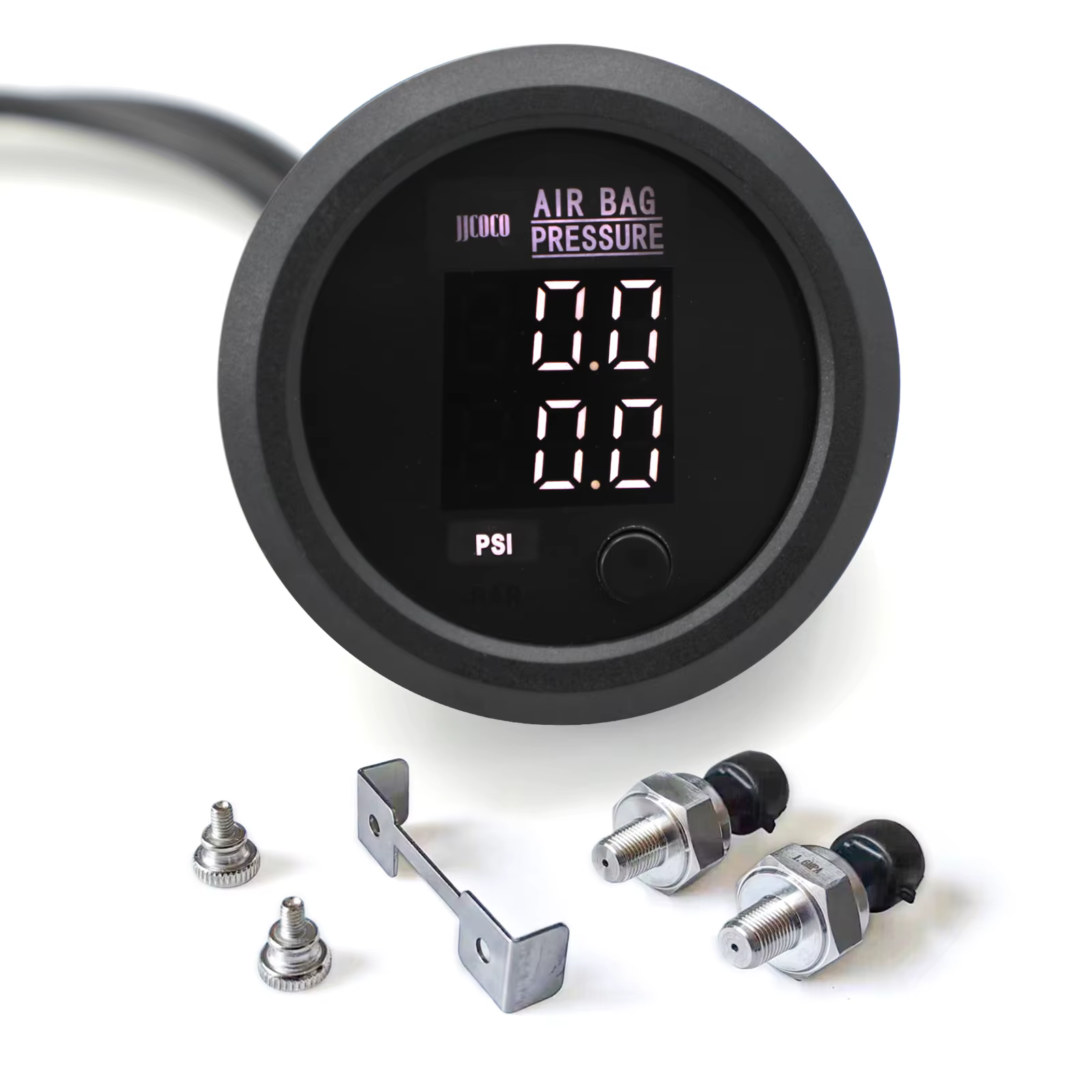 Manómetro de aire doble 52 mm ultrafino LED multicolor 16 bar - imagen 2