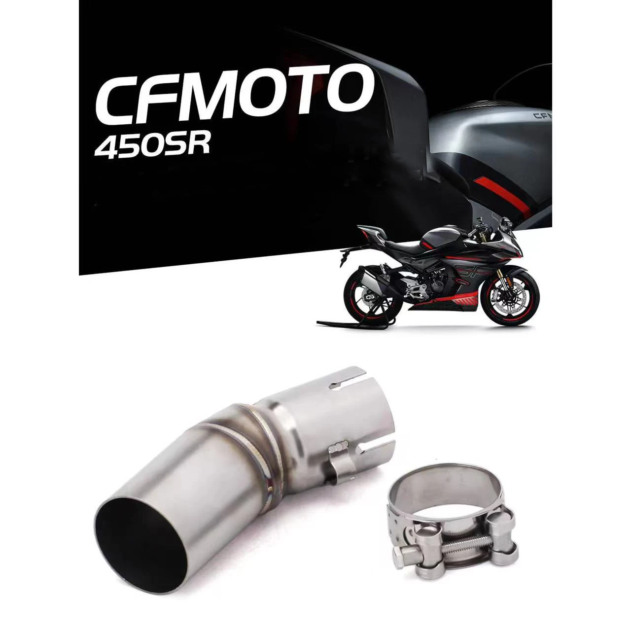 Tubo de escape inoxidable CFMOTO 450SR 2022-2023 sección media - imagen 5