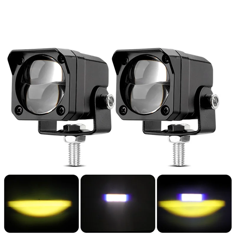 Foco LED antiniebla auxiliar doble color blanco/amarillo moto cross - imagen 2