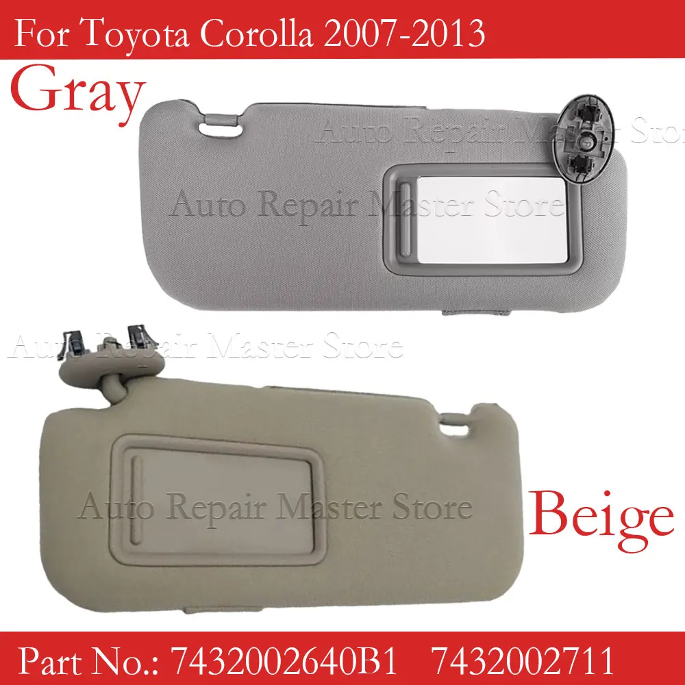 Parasol gris y Beige con espejo de tocador, accesorios de coche para Toyota Corolla 2007-2013 7432002711, 7432002640B1 - imagen 2