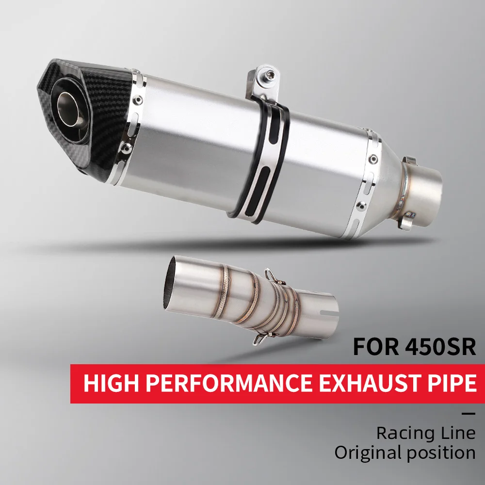 Tubo de escape medio 51 mm acero inoxidable para CFMoto 450SR