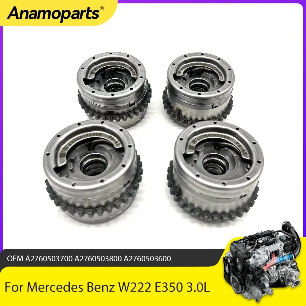 4x ajustadores de árbol de levas de admisión + kit de escape compatible con 3.0 3.5L V6 para Mercedes Benz W222 W166 E350 C350 CLS400 GLE350 M276 3,0 3.5L 12-18