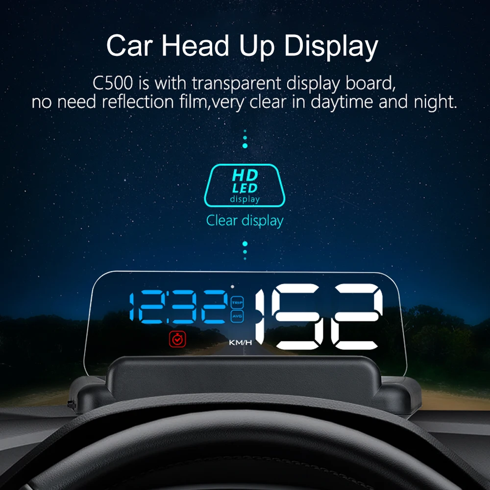 C500 HUD OBD2 T900 Proyector de parabrisas y velocímetro digital - imagen 2