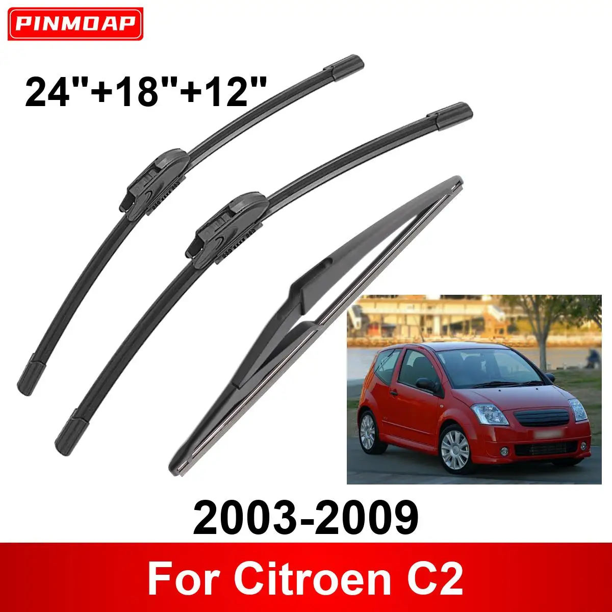 3 uds limpiaparabrisas de coche para Citroen C2 2003-2009 limpiaparabrisas delanteros y traseros cepillos accesorios para automóviles 2003 2004 2005 2006 2007 2008 2009