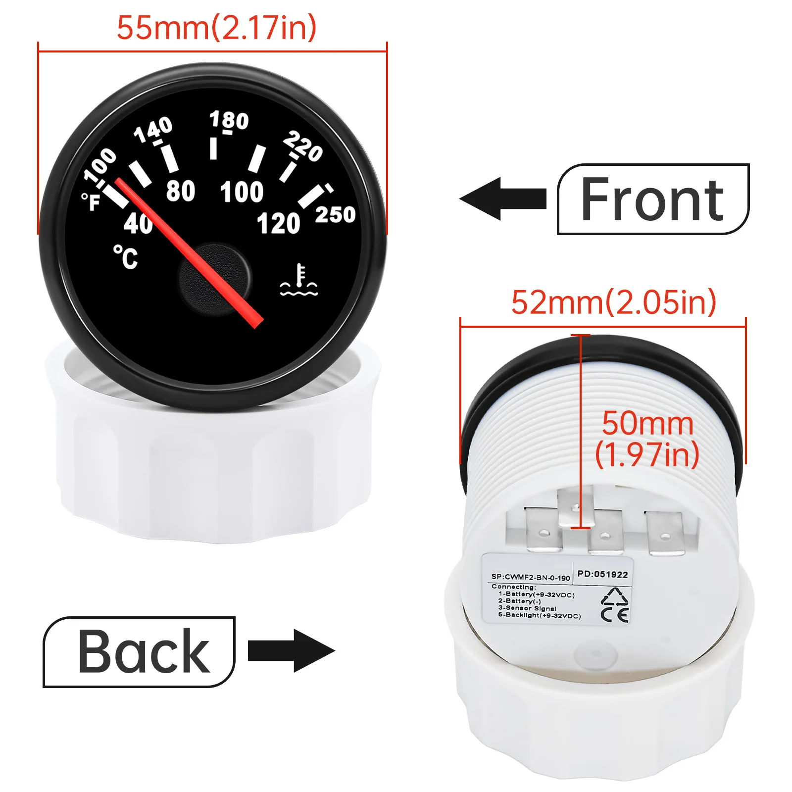 Sensor de temperatura del agua con conexión 1/8NPT