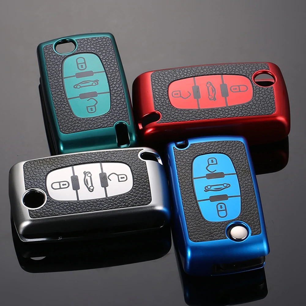 Funda llave cuero TPU para Citroen C3 C4 y Peugeot