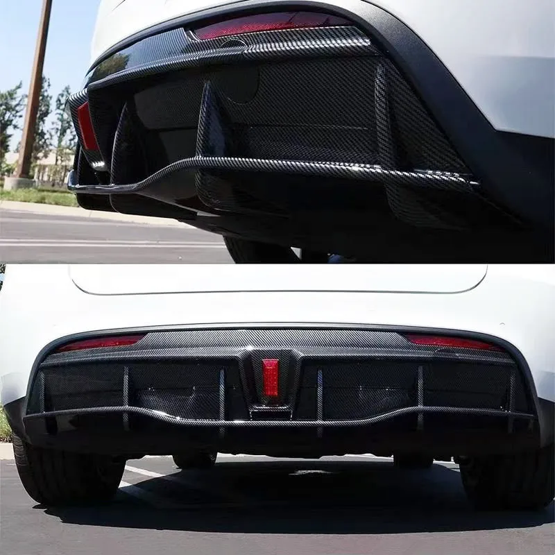 Difusor parachoques trasero Tesla Model Y carbono negro exterior - imagen 5