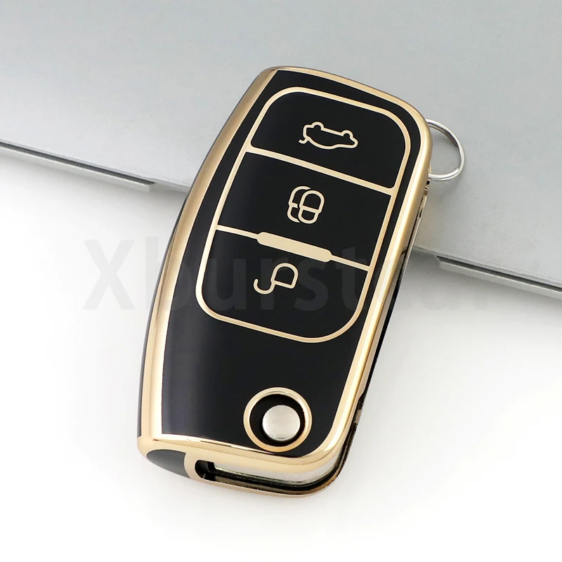 Vista lateral de la funda plegable para llave