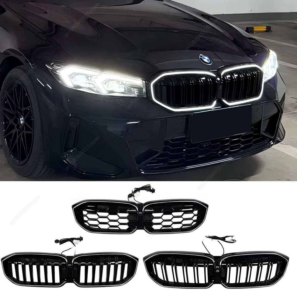Parrilla doble riñón BMW Serie 3 G20 G21 M Sport LED Negro LCI