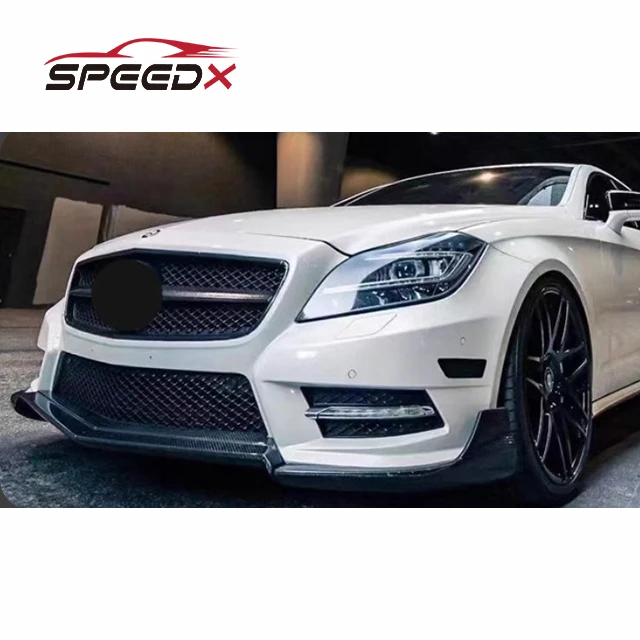 Para W218 R estilo Kit de carrocería de labio delantero de carbono W218 estilo R labio de parachoques delantero de fibra de carbono - imagen 2