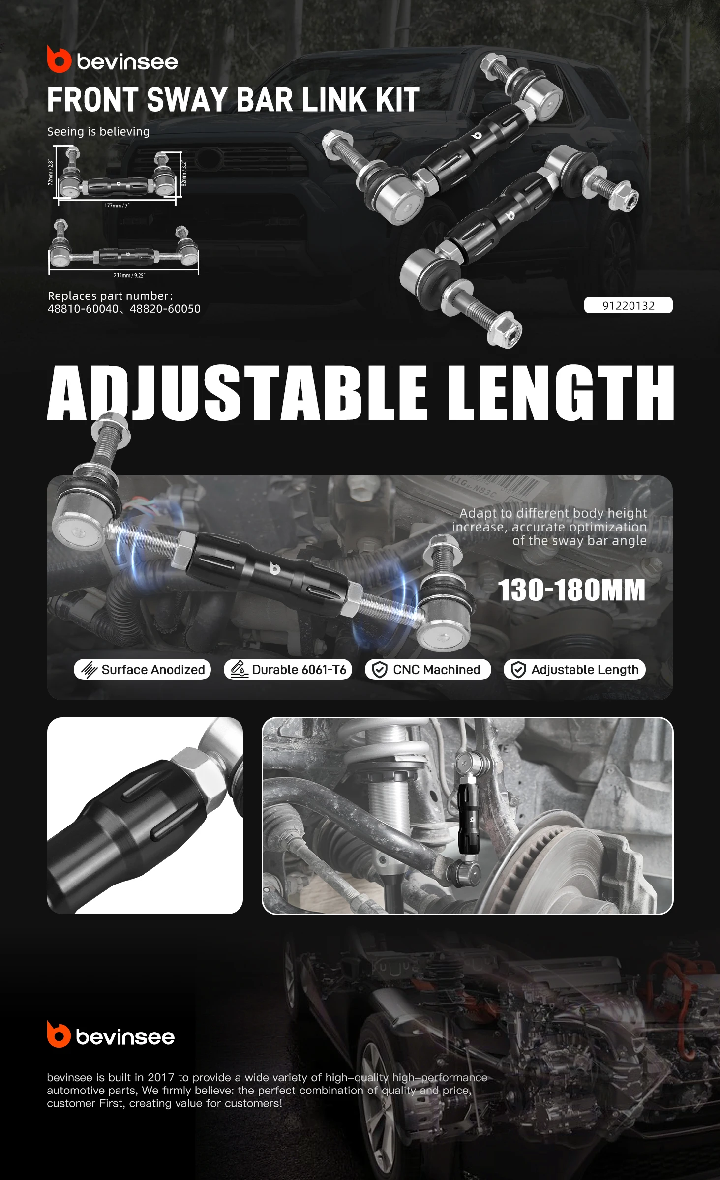 Detalle de los enlaces ajustables de aluminio anodizado