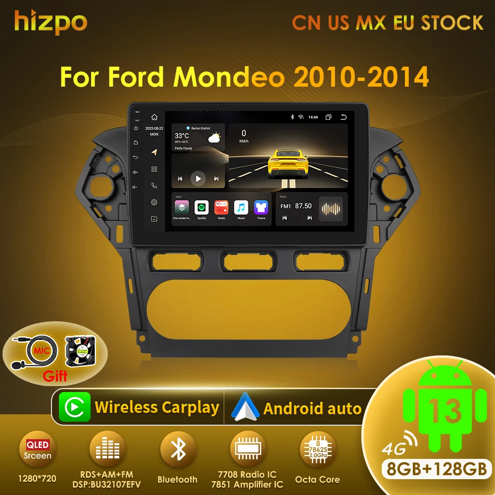 Hizpo Autoradio Android 2 DIN para Ford Mondeo MK4 2010-2014