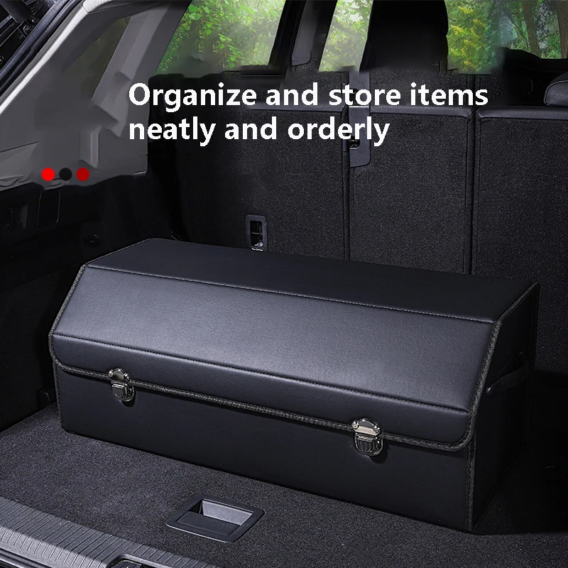 Organizador de maletero plegable negro con compartimentos y asas