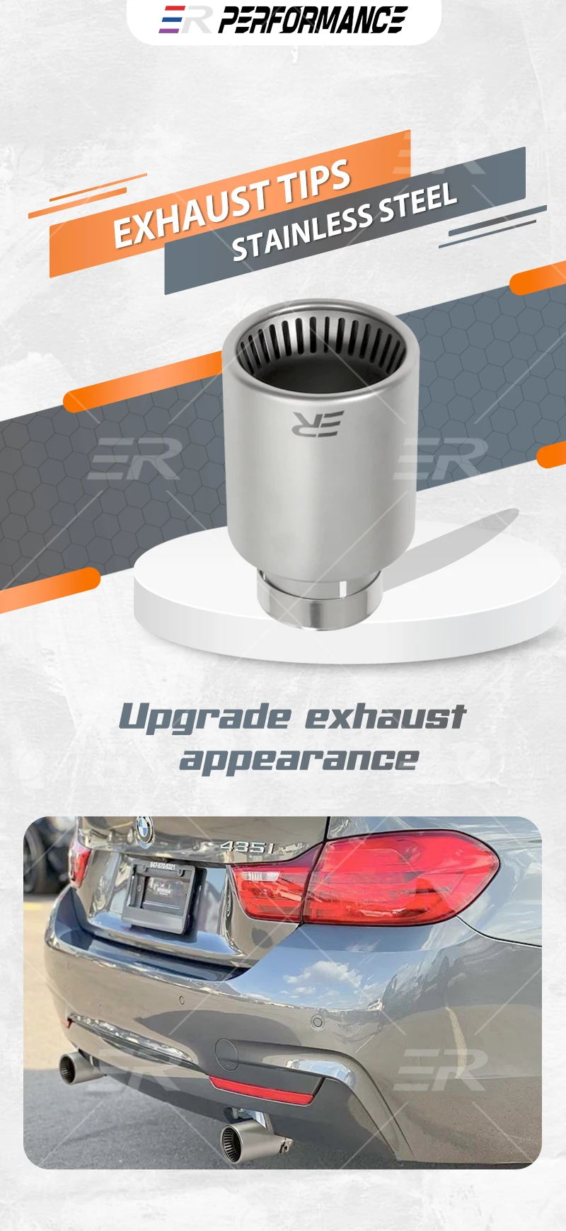Boquilla de escape universal de acero inoxidable mate