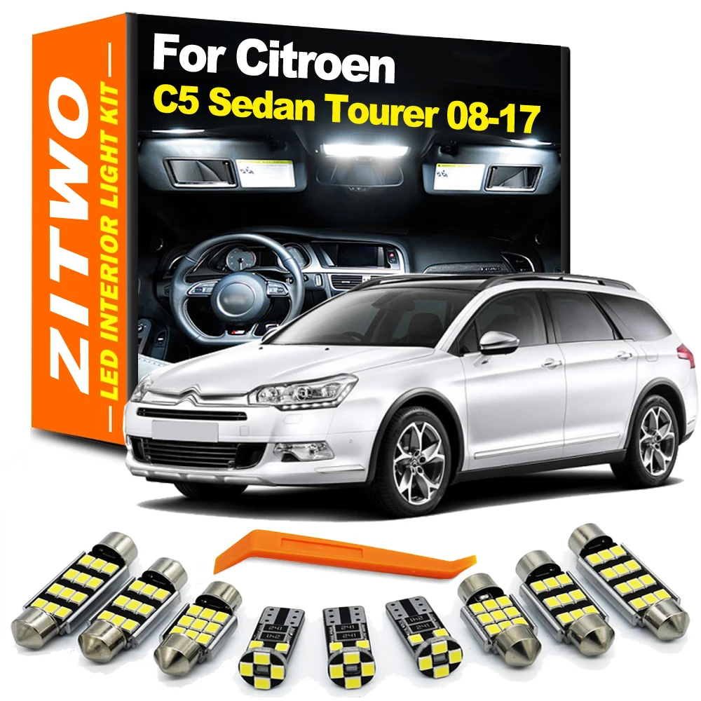 ZITWO 15 Uds bombilla LED Interior cúpula maletero Kit de luz para Citroen C5 Sedan Tourer 2008 2009 2010 2011 2012 2013 2014 2015 2016 2017