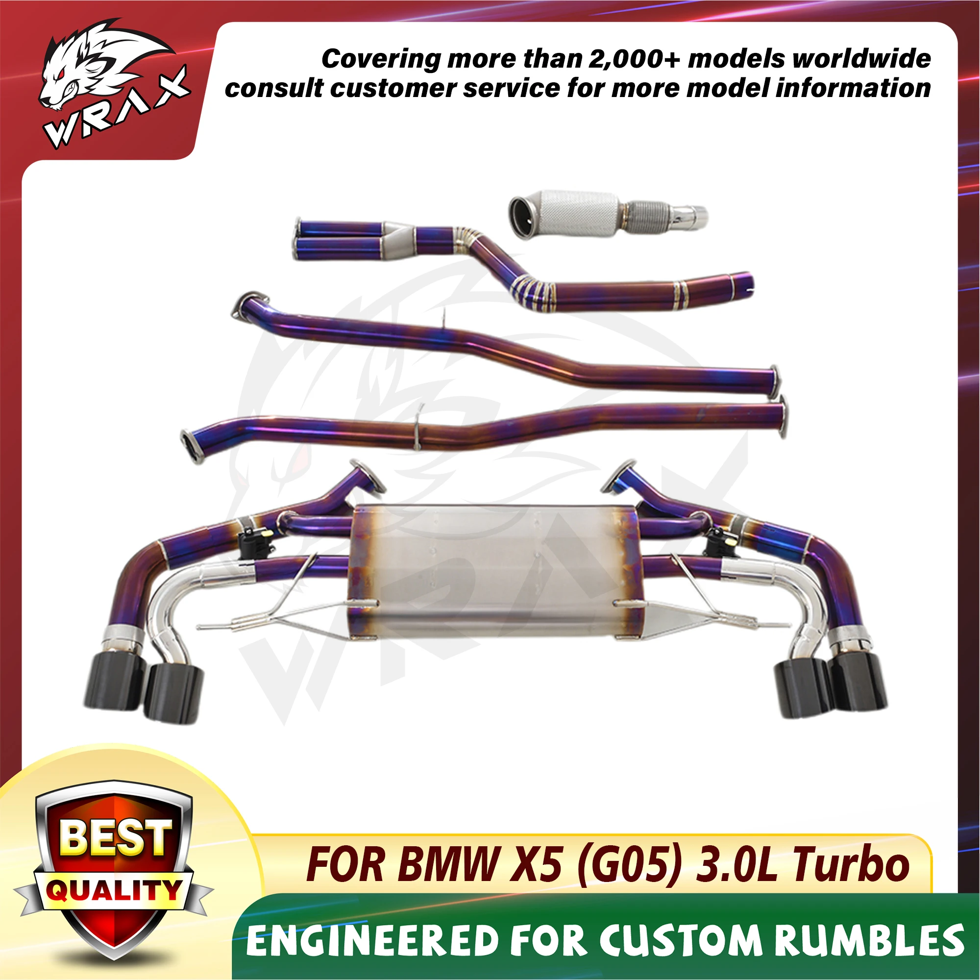 WRAX escape de titanio para BMW X5 G05 3.0L Turbo sistemas de válvula de Control de escape eléctrico accesorios de coche Catback bajante perfecto