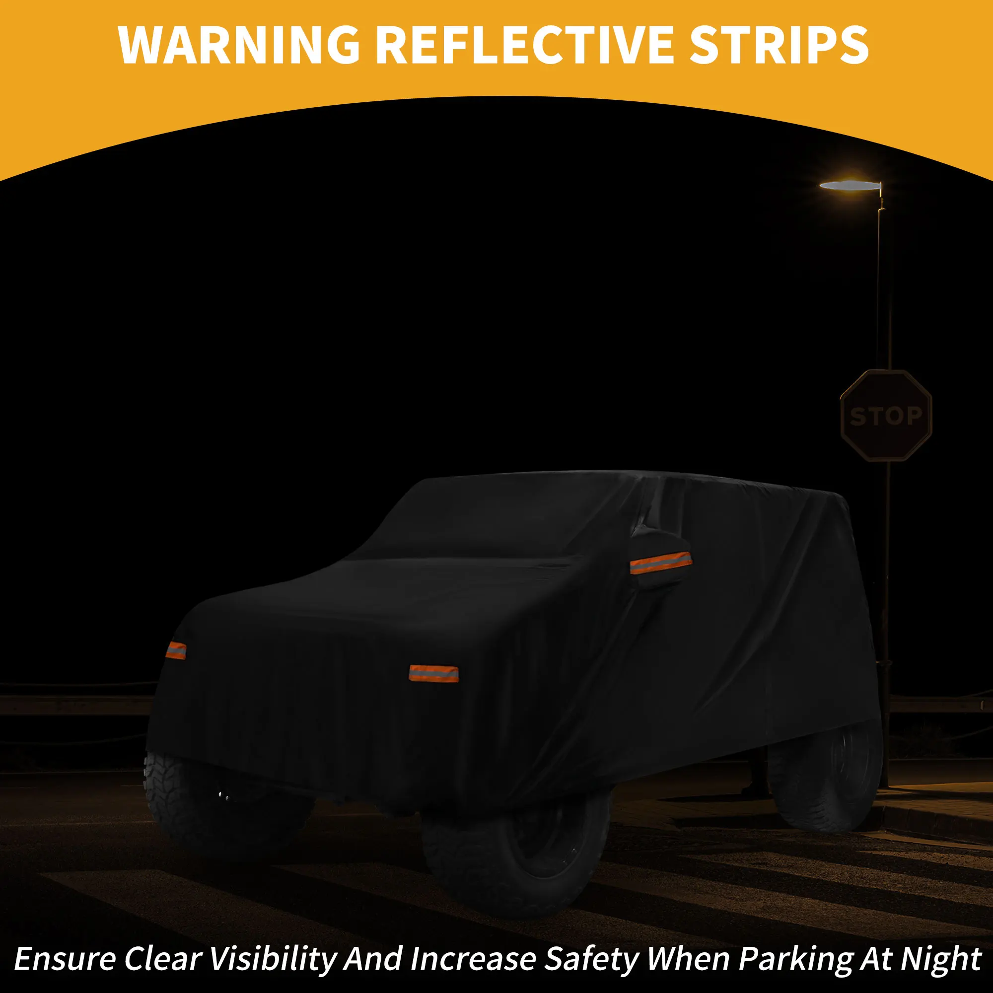 UXCELL Cubierta de coche impermeable para todo tipo de clima protección contra la lluvia cubierta exterior completa para Jeep Wrangler 2DR 190T-PU con tiras reflectantes - imagen 3