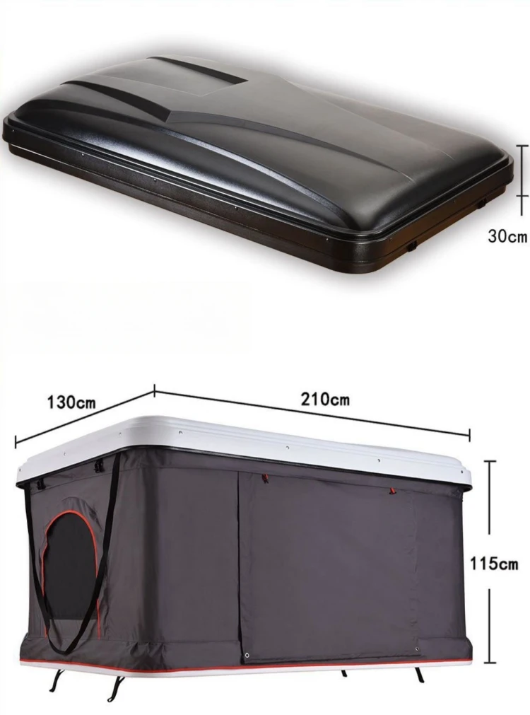 SUV Camping al aire libre nieve viento lluvia sol a prueba ABS blanco negro carcasa dura medio y grande tipo de refuerzo recto tienda de campaña plegable para coche - imagen 2